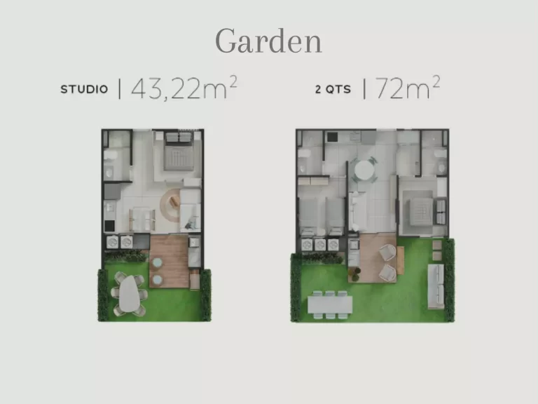 Térreo Garden Studio e Flat 2 quartos